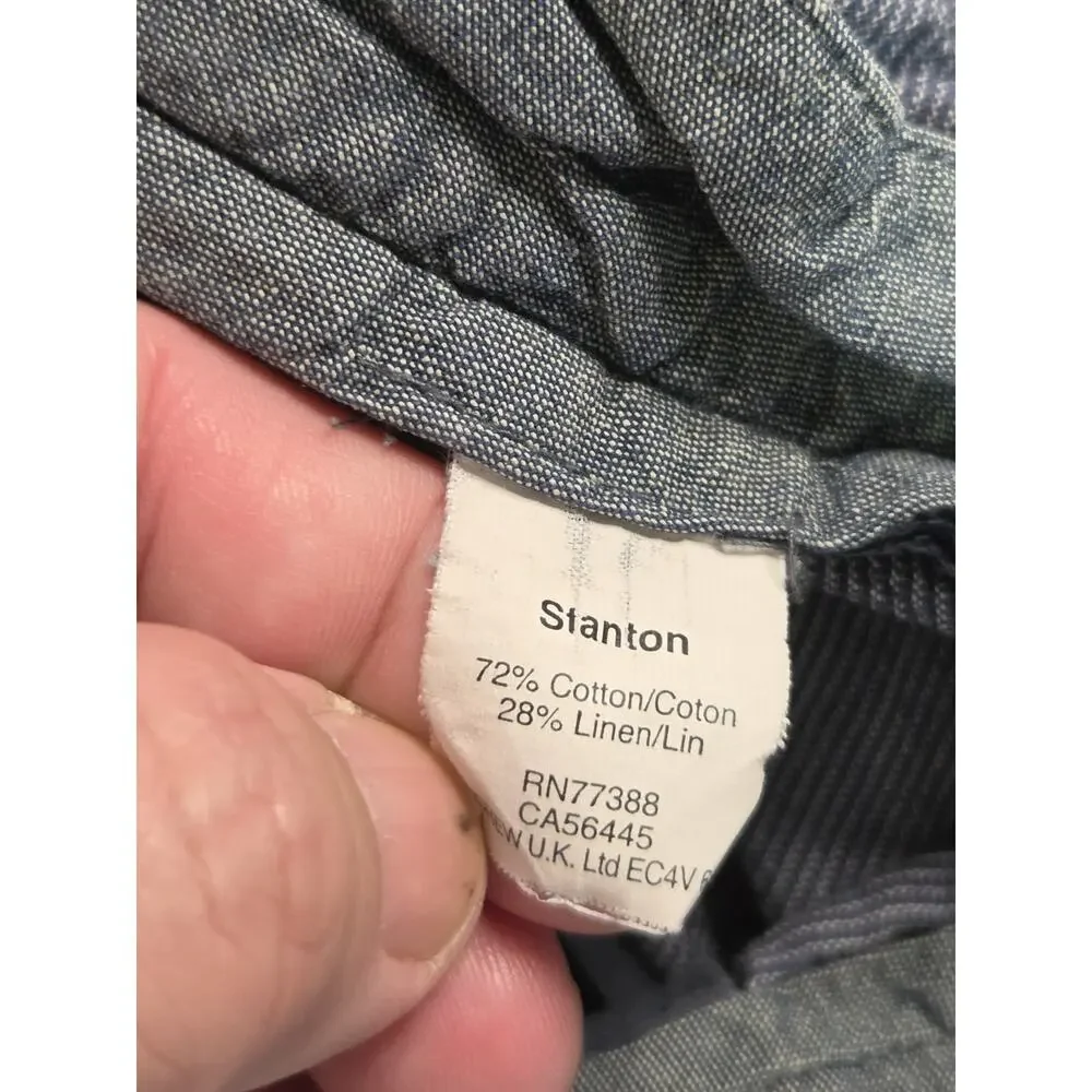 J.Crew Stanton Shorts Mens Sz 34 Blue Cotton Linen Baird McNutt Chino Casual C36